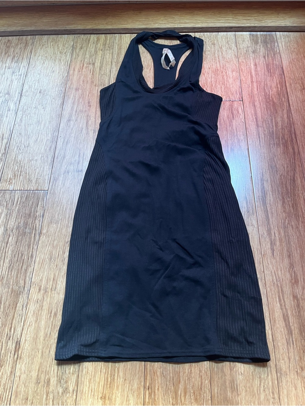 Bali Black Ribbed Panel Racerback Midi Dress